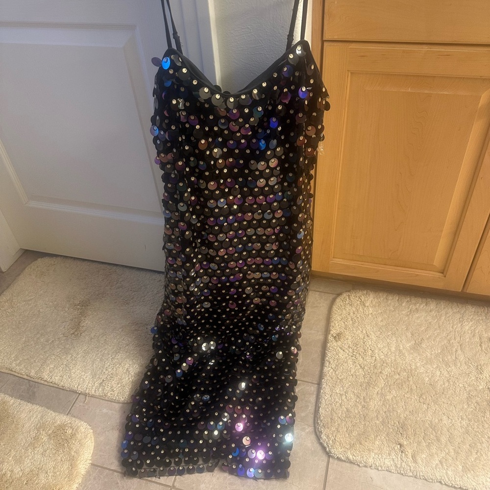 New York & Company Black Dress with Colorful Sequins